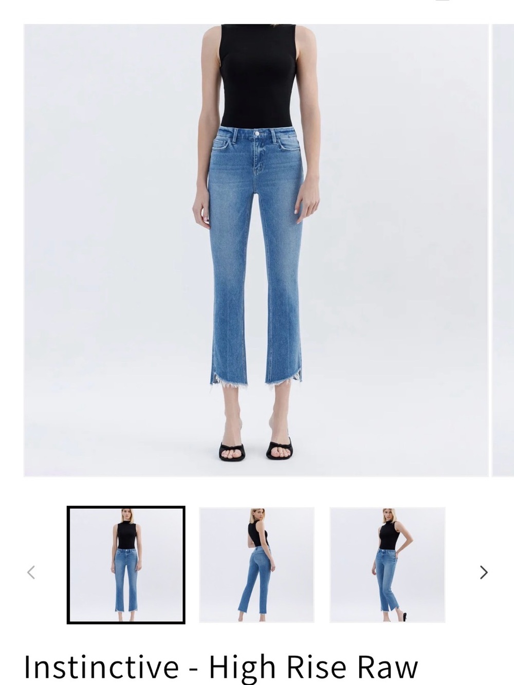 Flying Monkey High-Rise Medium Blue Raw Hem Cropped Jeans